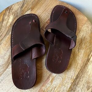 Camel Handmade Leather Flip Flop Thong Unisex Sandals